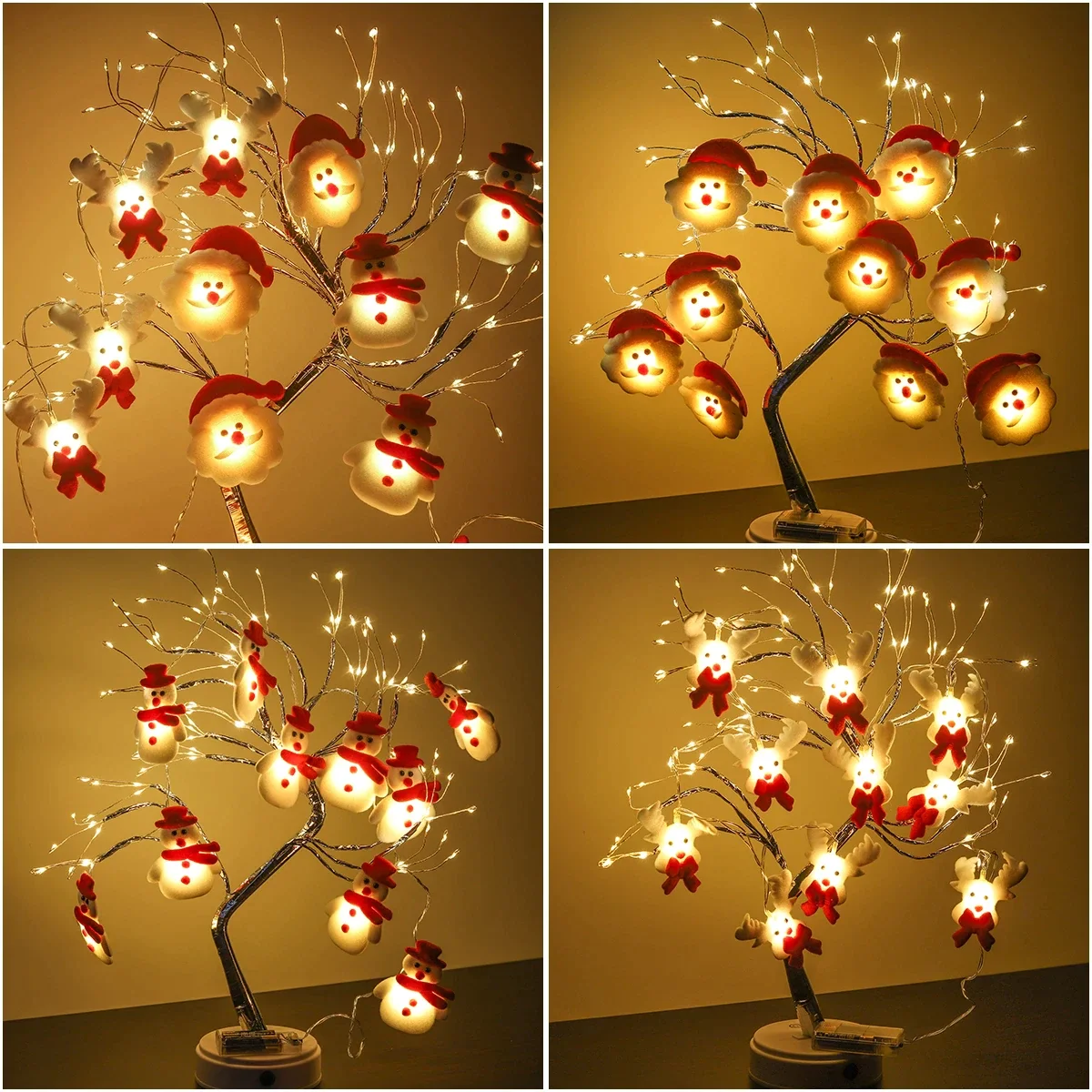 

USB LED Snowman Christmas Tree Pendant Light Christmas Decoration For Home Fairy light Christmas Ornament New Year