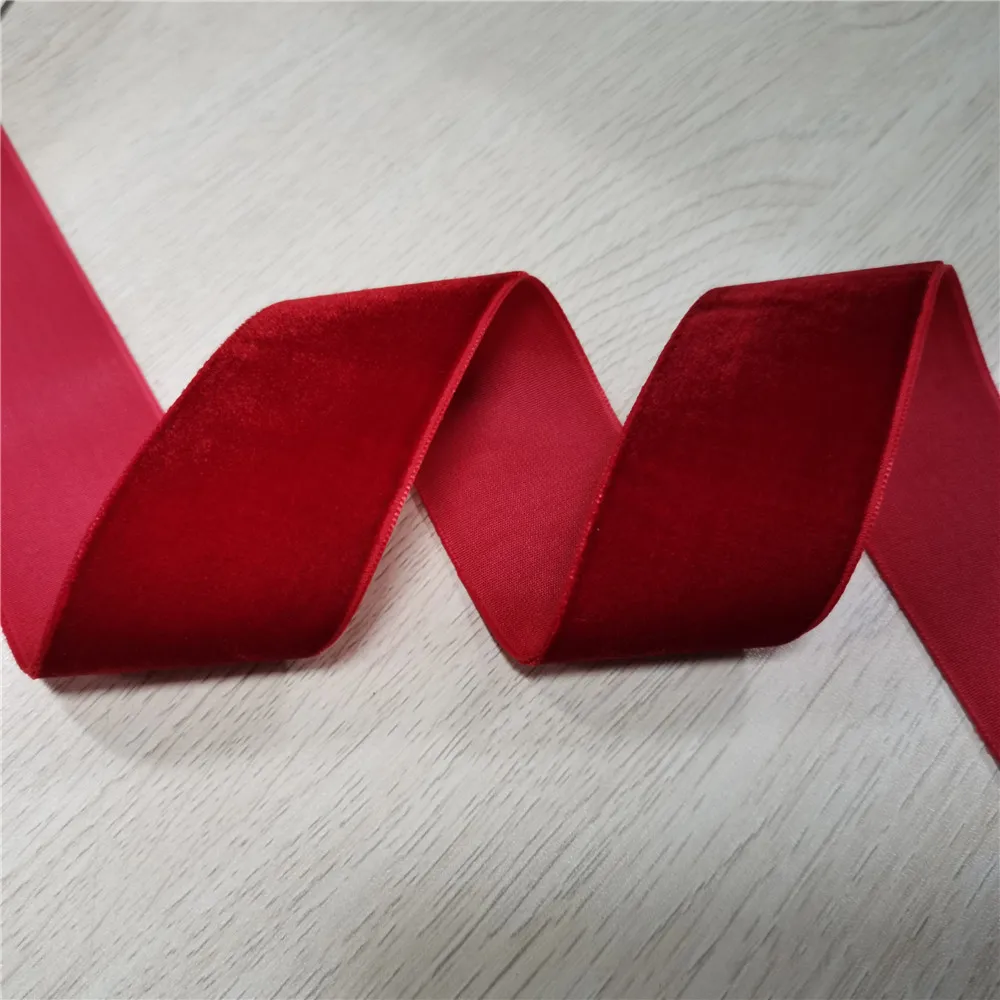 1.5inch 38MM 1/3/5Yards Single Face Nylon Red Velvet Ribbon,none stretch velour ribbons webbing DIY accessories