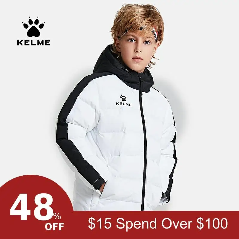 KELME/зимняя детская спортивная куртка с капюшоном, ветрозащитное теплое хлопковое пальто для мальчиков и девочек, 3883405