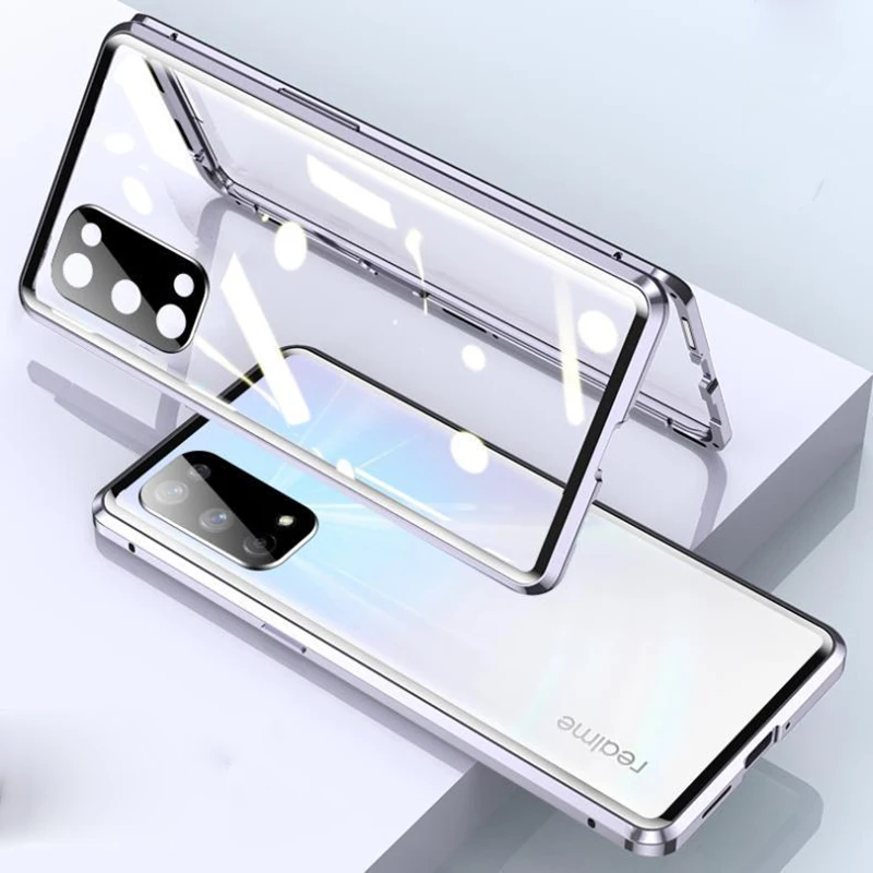double sided glass magnetic case for realme x7 pro 5g alumium metal 360 degree full case protect the lens free global shipping