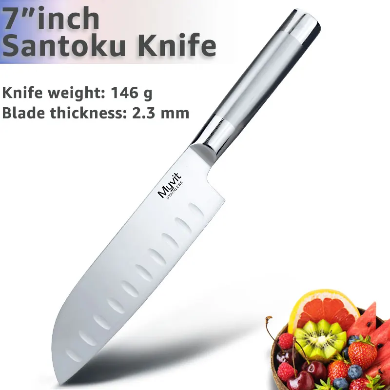 Santoku knife Кухонный нож шеф-повара для нарезки хлеба Santoku, нож для очистки овощей, ножи из нержавеющей стали, 8, 7, 5, 3,5 дюймов, Высокоуглеродистый 5Cr15, инструмент для приготовления пищи - Цвет: Santoku knife