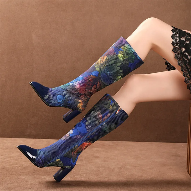 FEDONAS/женские сапоги до середины икры на высоком каблуке для выпускного вечера