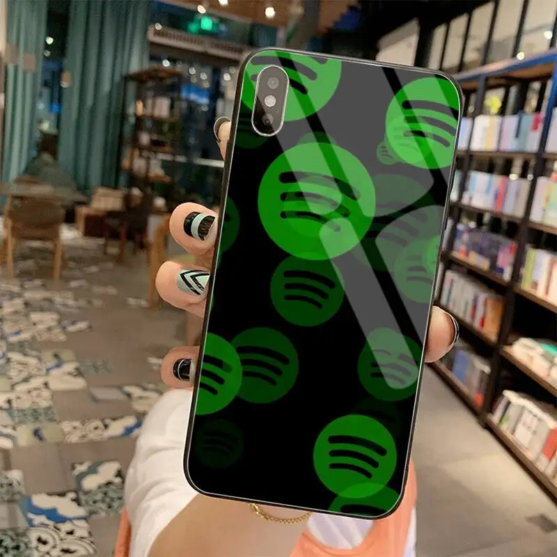 

Spotify Music Soft black Phone Case Tempered Glass For iPhone 11 Pro XR XS MAX 8 X 7 6S 6 Plus SE 2020 case