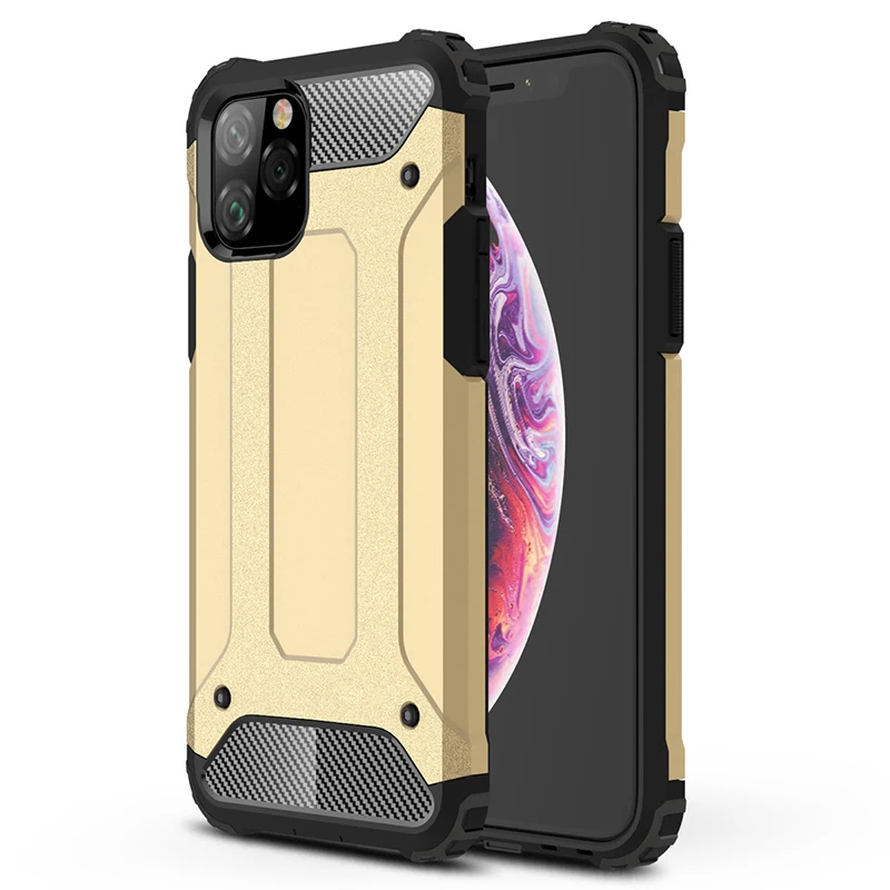 100 шт Гибридный Жесткий ПК Мягкий ТПУ силиконовый чехол для iPhone 11 Pro Max XS XR X 8 7 6 6S Plus Броня двухслойный Противоударный задняя крышка