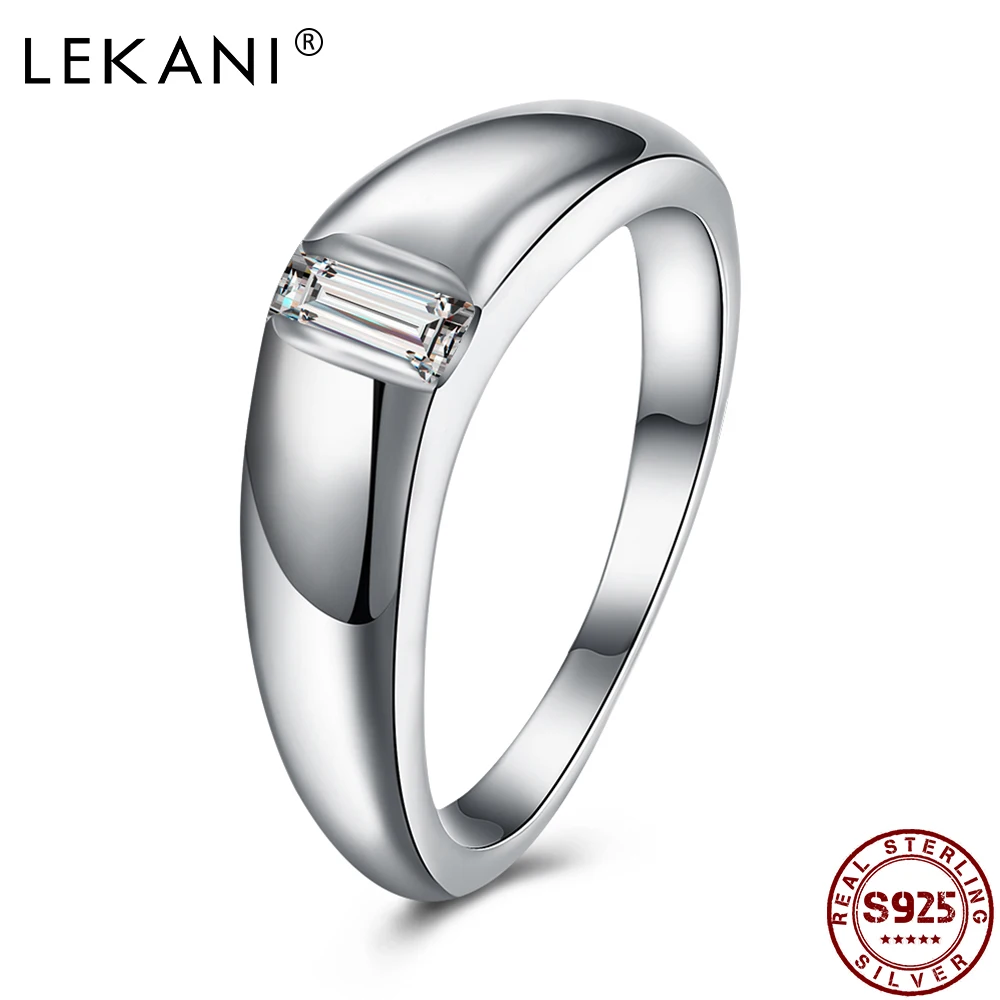 

LEKANI 925 Sterling Silver Ring For Women 5A Cubic Zirconia Creative Geometry Romantic Wedding Bands Simple Fine Jewelry New