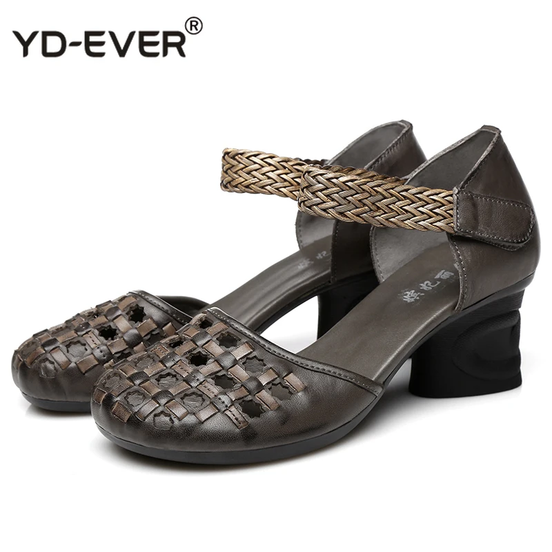 Женские босоножки из натуральной кожи Летняя обувь на высоком каблуке 6 см