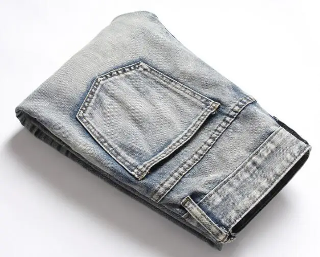 Hip Hop Jeans Male Personality Holes Streets Embroidered Jeans Do The Old Beggar Pants Denim Trousers Size28-42