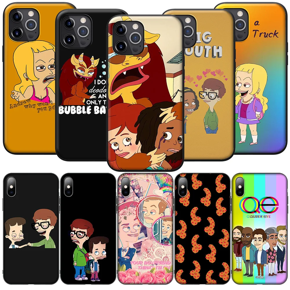 GX34 большой силиконовый мягкий чехол с ртом для iPhone 13 12 Mini 11 Pro XS Max XR X 8 7 6 6S Plus 5 5S SE 2020