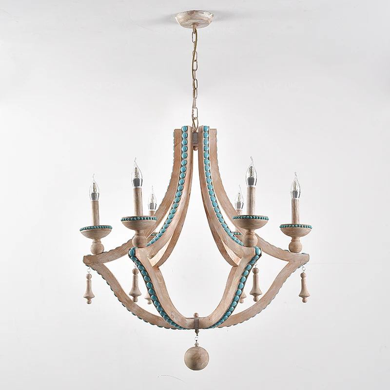 Solid wood chandeliers nordic turquoise lighting loft decor living room foyer lobby bohemian european light fixtures | Освещение