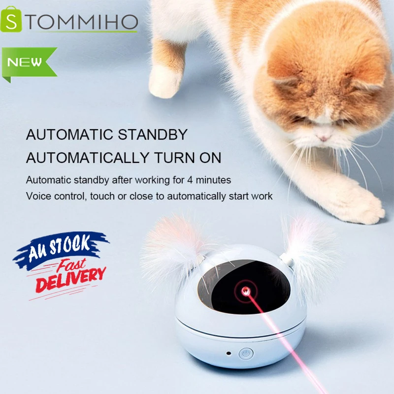 

STOMMIHO Cat Laser Toys Automatic Interactive Kitten Toy Interactive Smart Teasing Pet LED Laser Training Entertaining Toy