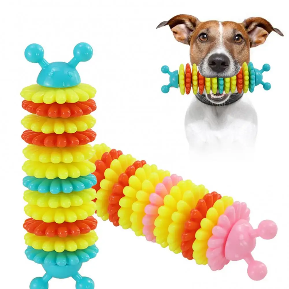 Blue Entertainment Toys Caterpillar Shape Bite Resistant Molar Grind Stick Food Leakage Dog Teeth Cleaner For Small Animals |