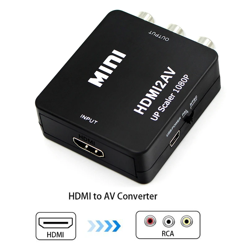 Адаптер HDMI в 3RCA CVBS композитный видеоадаптер AV для ТВ VHS VCR DVD черный|Кабели HDMI| |