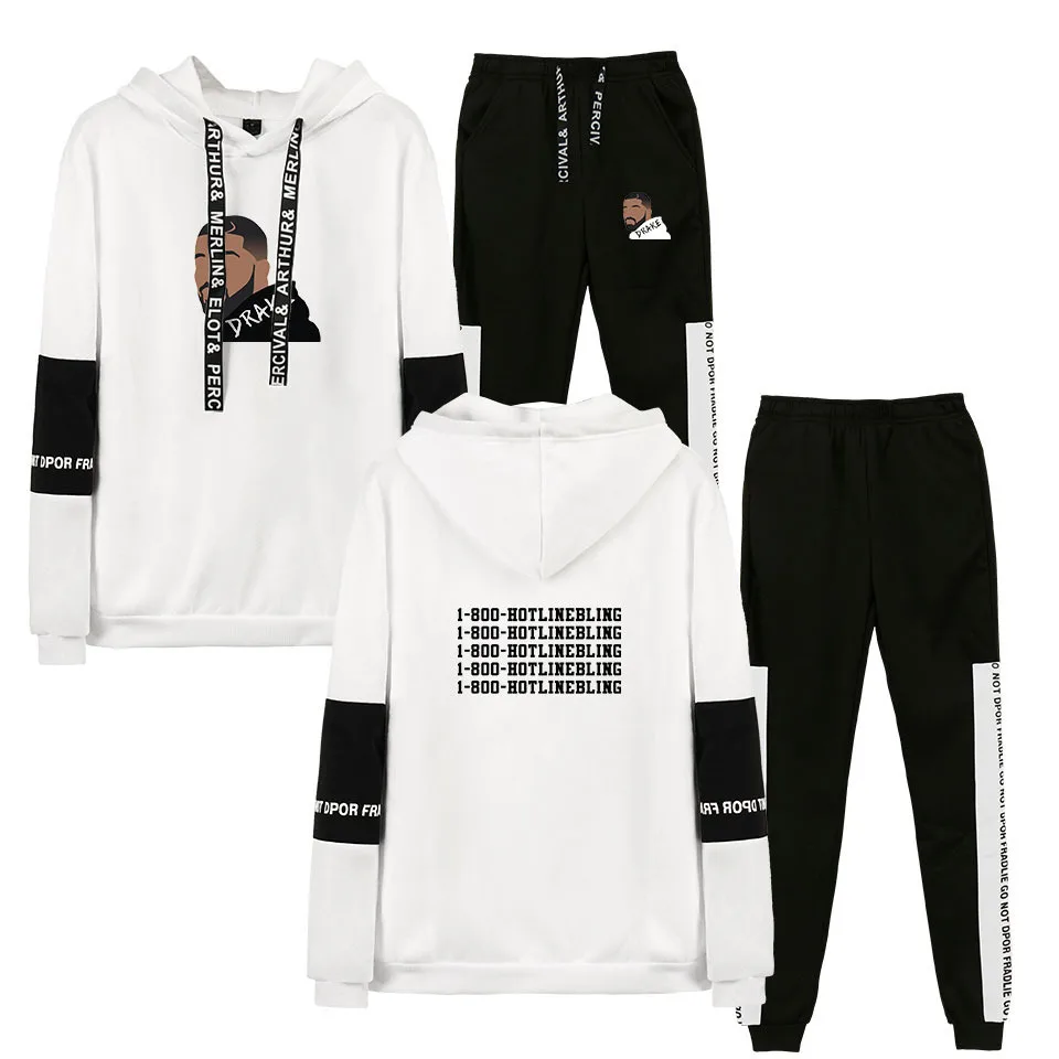 

Hip Hop Rapper Drake Tracksuit Men Sets Fashion Sporting Suit Hooded Sweatshirt +Sweatpants Men Clothing 2 Pieces Set Sportswear