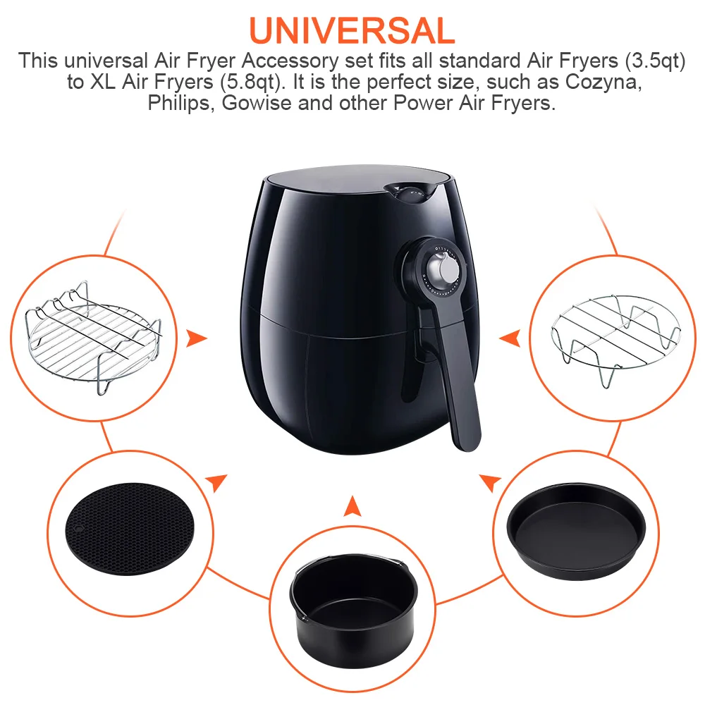 5 шт. аксессуары для воздушной фритюрницы 7 дюймов подходит Airfryer 3.5QT 5.8QT корзина