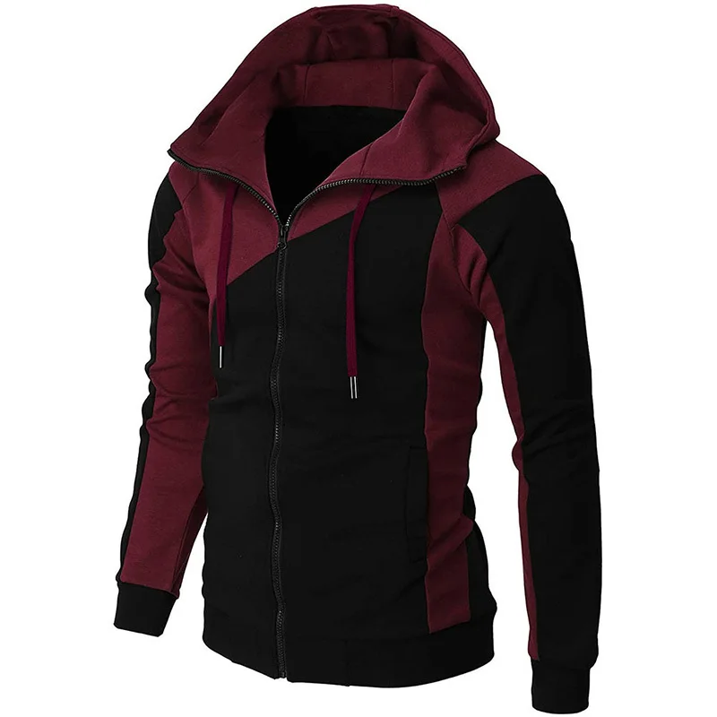 

2021 Custom Contrast Color Coat Men's Slim Hooded Men's Sweater Leisure Fashion Men's Long Sleeve Sports Coat