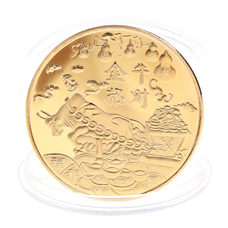 

2021 New Year Gold Coin Twelve Zodiac Ox Commemorative Coin Collection Decoration Gift Coin Collection