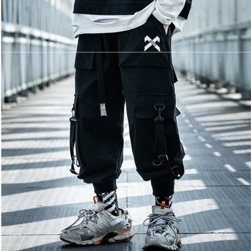 

URSPORTTECH 2020 Black Cargo Pants Men Hip Hop Autumn Harem Pant Streetwear Harajuku Jogger Sweatpant Cotton Trousers Male Pants