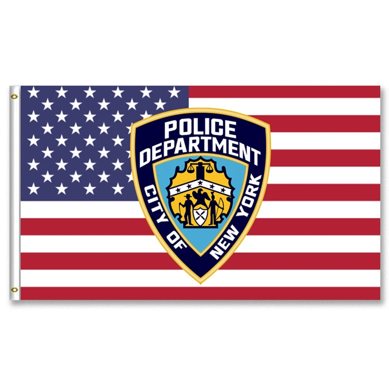 

60x90cm/90x150cm/120x180cm United States flag with New York Police Department NYPD USA shield 3x5ft 150x90cm custom flag