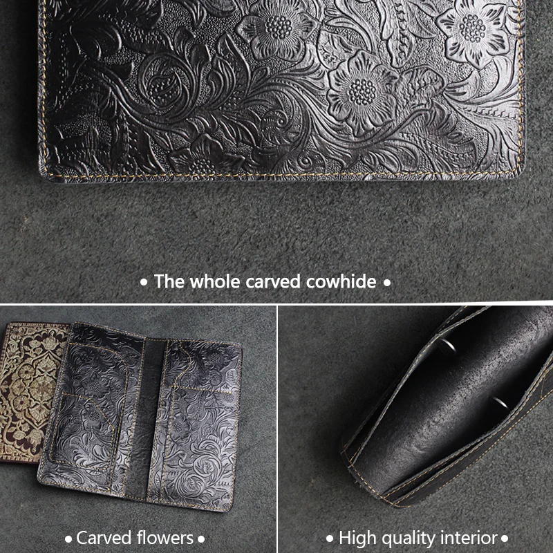 Genuine Leather Passport Case Cover Handmade Solid Credit Card Slot Air Ticket Holder Business Travel Wallet For Men, For Women