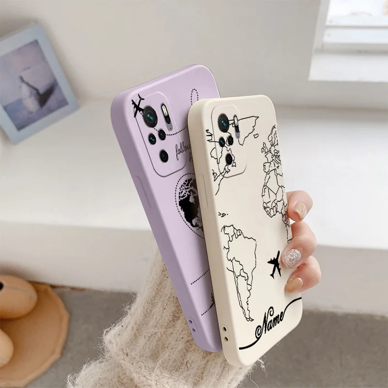World Map Phone Case For Xiaomi Redmi Note 10 10S 9T 9 8 7 Pro Camera Soft Back Cover On MAX Redmi 9 9A 9T K40 K30 K20 Pro