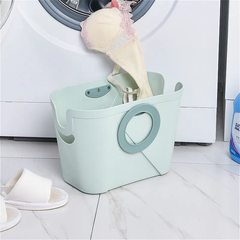 

Large Plastic Bath Basket Bathroom Shower Laundry Toiletries Wash Baskets Living Room Folding Shopping Shower Gel Storage Basket