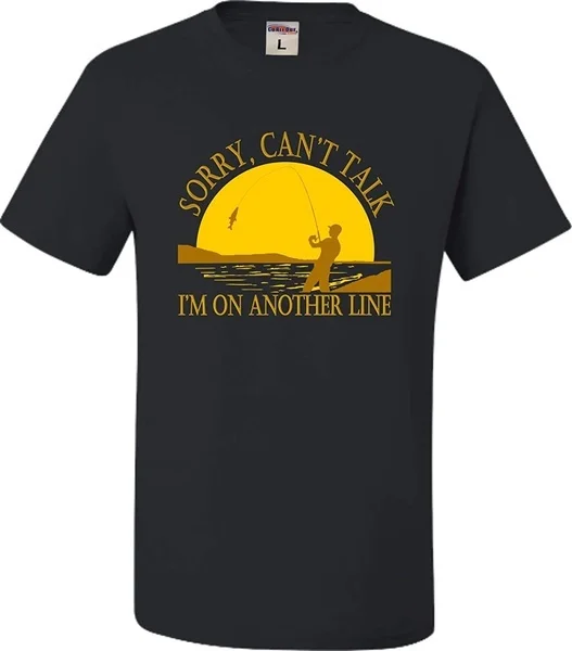 

Go All Out Youth Sunset Sorry Can't Talk I'm On Another Line Fishing T-Shirt