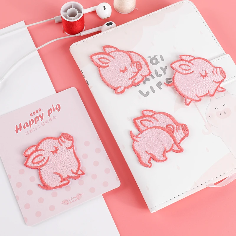 

Piggy Bank Pig Patches Cute Pig Embroidered patch Stickers Pink Animal Cartoon Kids Iron On For Clothing patches Decoration