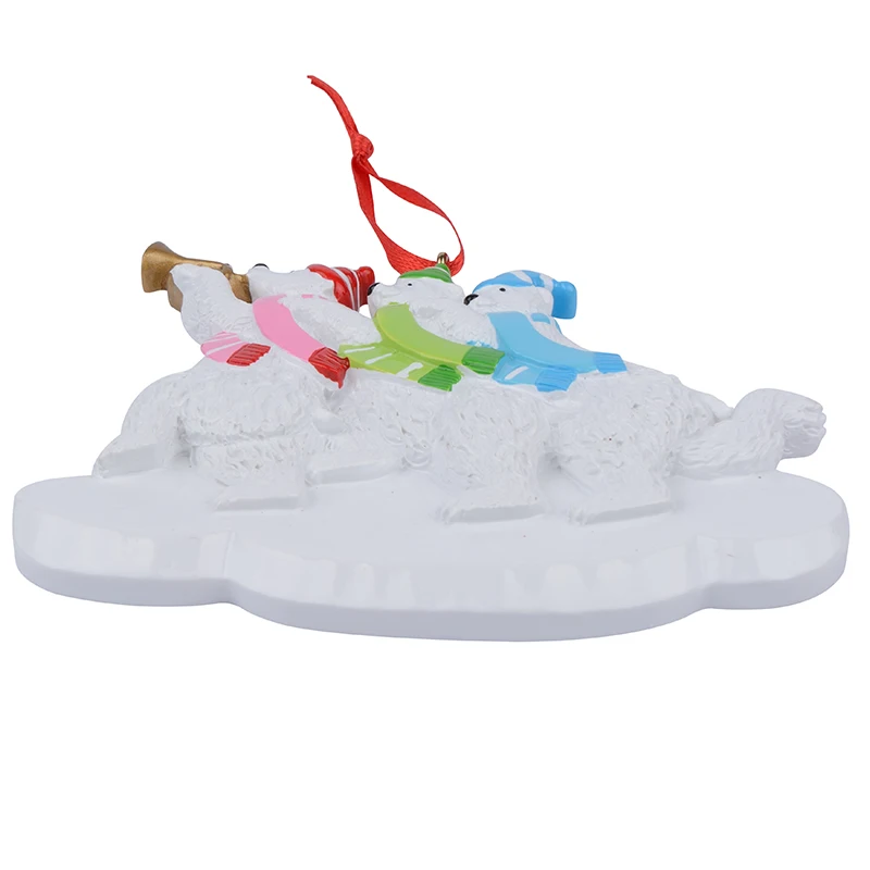 Polar Bear Family of 3 Polyresin Glossy Personalized Christmas Tree Ornament for Home Decorations | Дом и сад