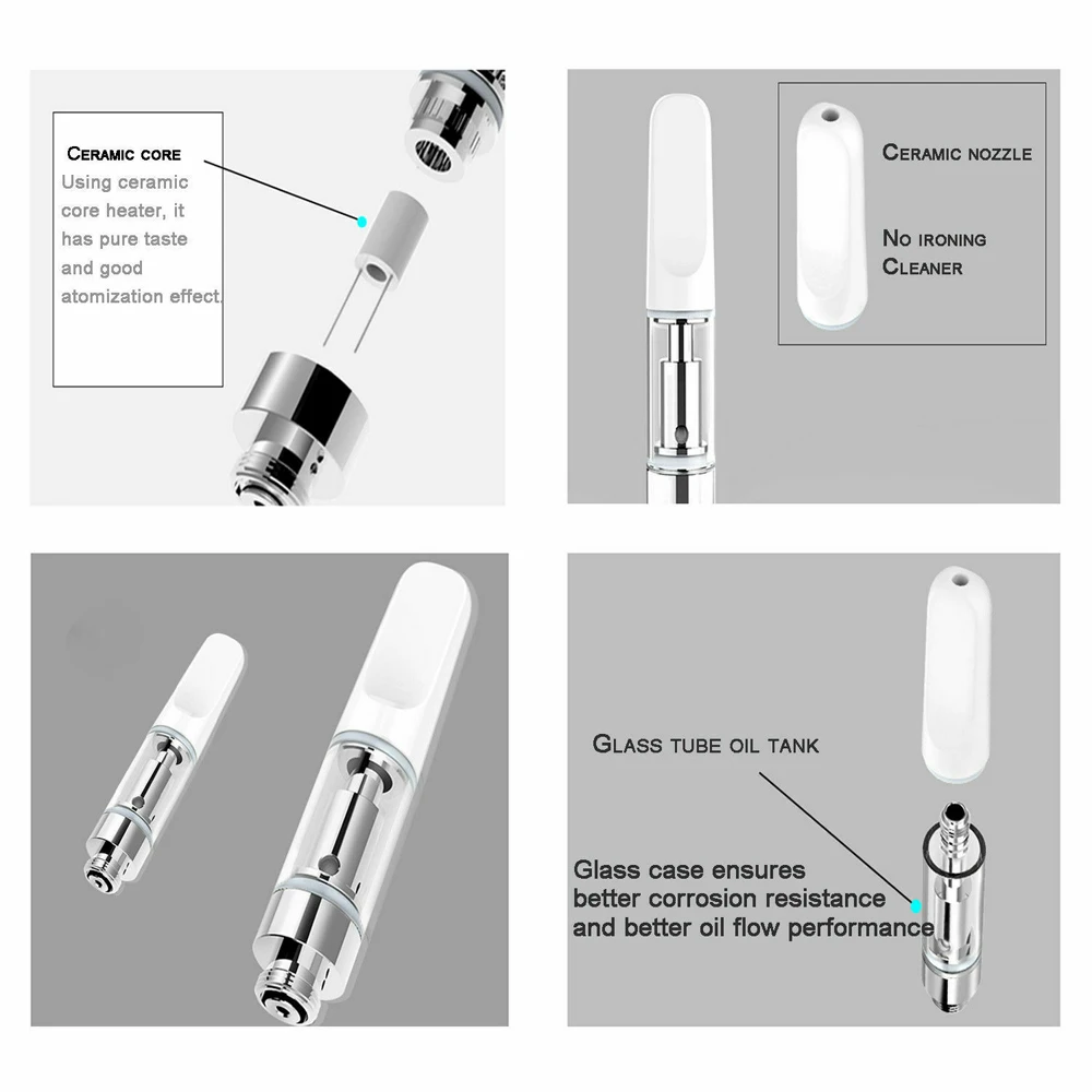 5Pcs Atomizer Tank 0.5ML/1.0ML Vape Ceramic Tip Oil Cartridges Coil vaporizer pen Bamboowoo cartridges for CBD 510 Thread 1.2ohm |
