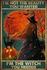 Кот и Хэллоуин ведьма I'm Not The Beauty You Want жестяной знак в ретро стиле пиво Миллер бар ден Хэллоуин живопись металл