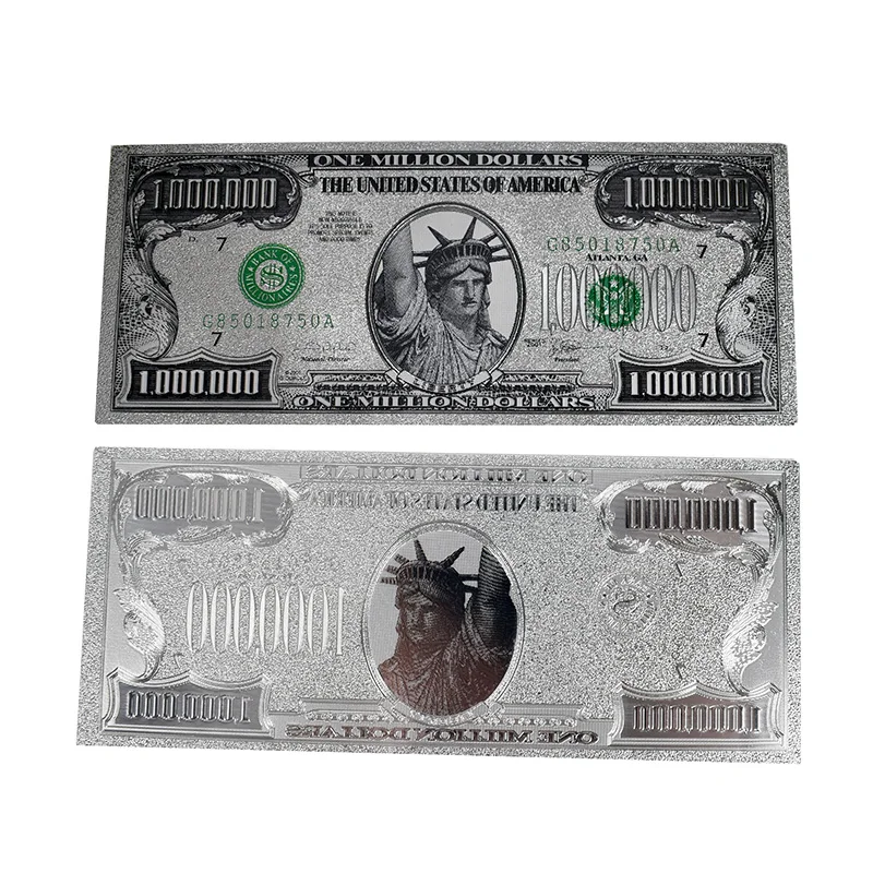 1 миллион долларов банкнот серебряная фольга 1000000 доллар Статуя Свободы открытки