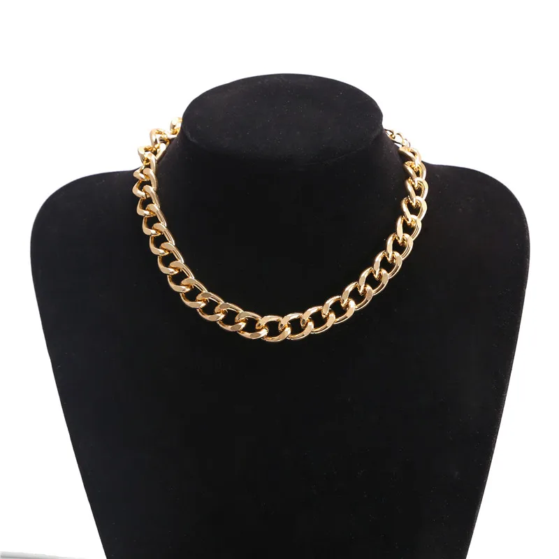 

Fashion Gold Color Punk Round Circle Thick Chain Choker Necklace Collar Statement Necklace Clavicle for Women Men Party Jewelry