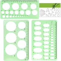 3 styles rulers green plastic circles geometric template ruler stencil measuring tool stationery students drawing curve ruler