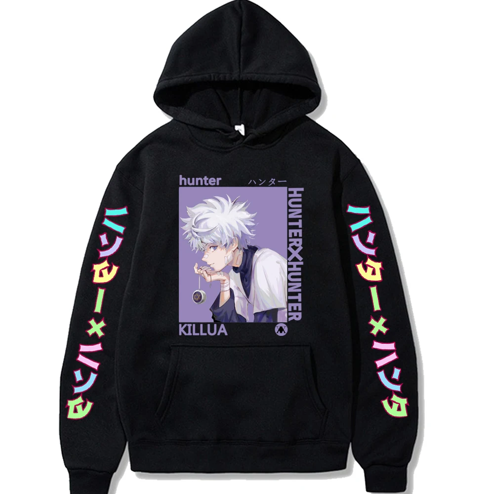 

Women Casual Hoodies Japan Hot Anime Hunter X Hunter killua Graphic Print Men Hooded Collar Sweatshirts In Fall Winter