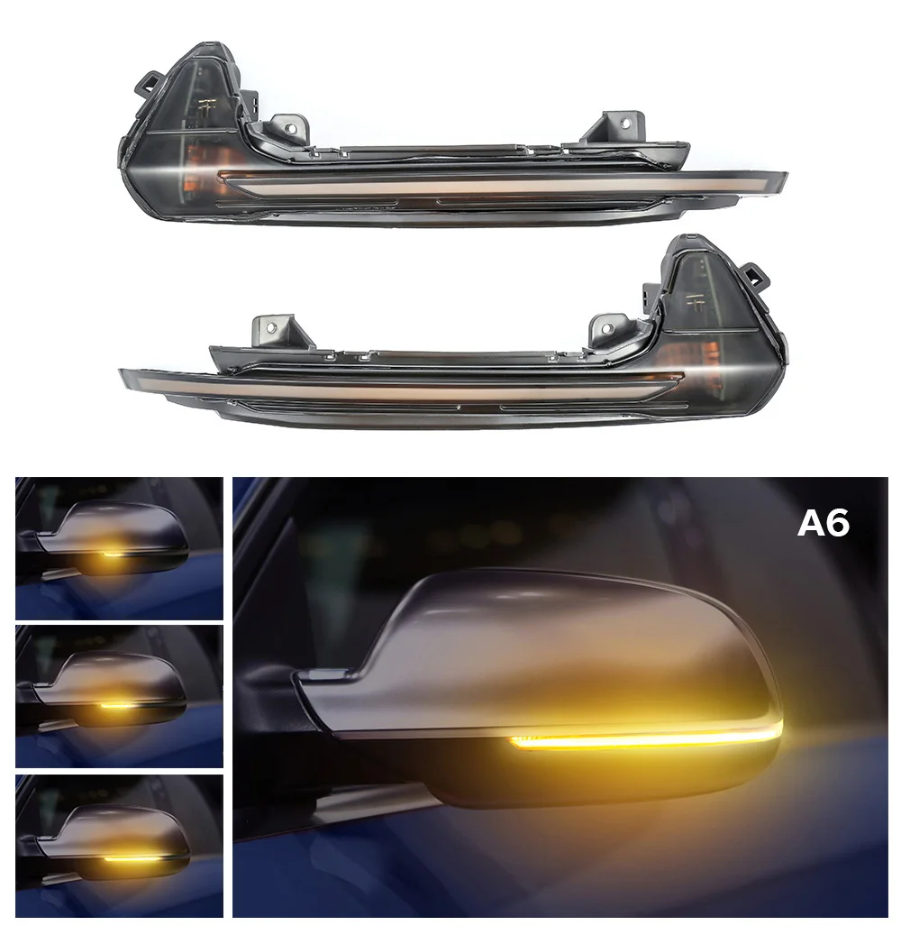 For Audi A6 C7 RS6 2 шт. светодиодный "бегущая вода" Вид сзади динамических последовательного зеркало указатель поворота светильник для Audi A3 S3 RS3 A6 C7 RS6 Q5 SQ5 Q7 SQ7 - Цвет: For Audi A6 C7 RS6