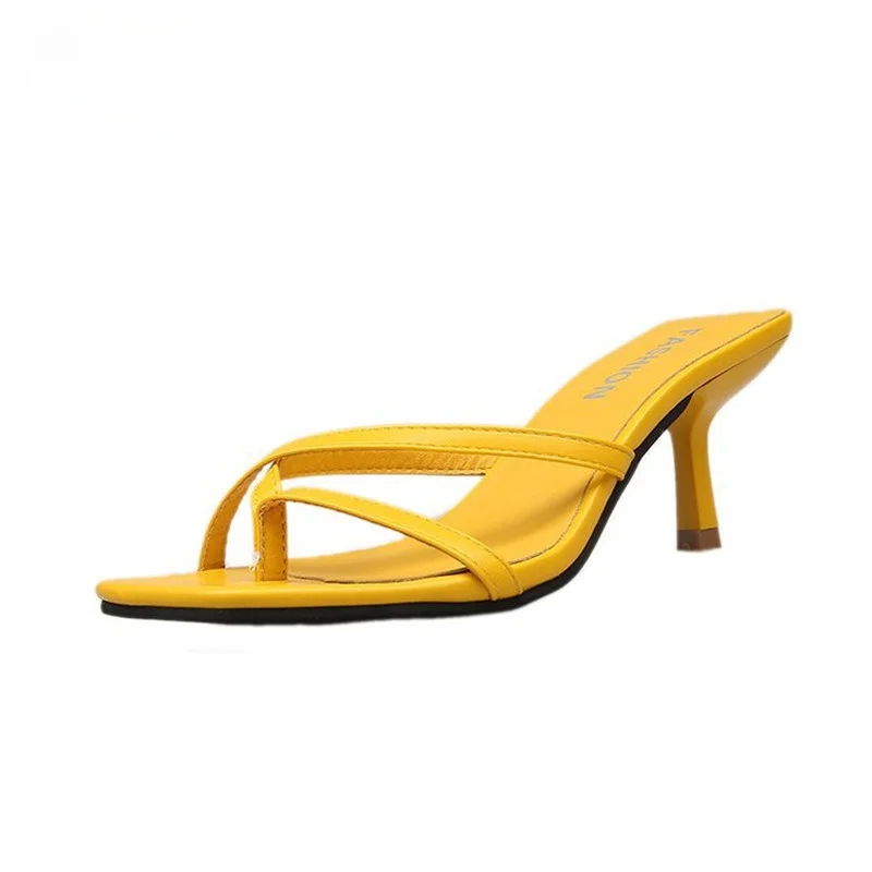 Hot Sell Women Sandal sprint Strappy Heels Sandals Slippers Women High Heels Flip Flops Square Toe Slides Party Shoes#SJPAE-146