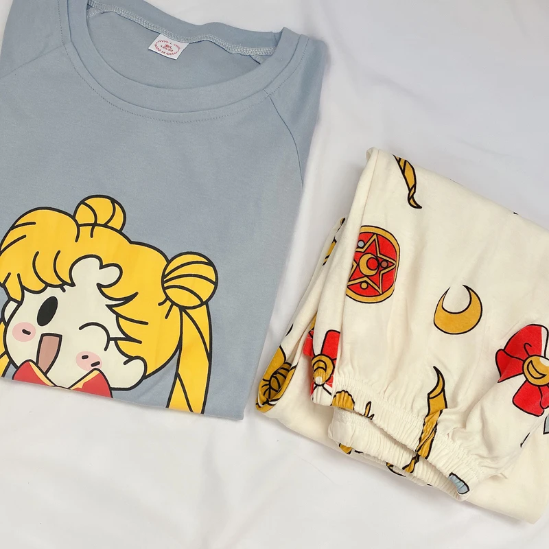 Женская пижама с длинным рукавом женская японская аниме одежда для сна Сейлор