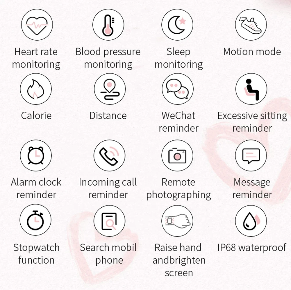 

New Ladies Smart Watch Women Blood Pressure Heart Rate Monitor Fitness tracker Sport Smart Band Alarm clock reminder Smartwatch