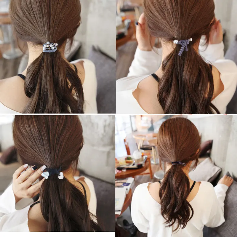 [24 шт.] высокая эластичная резинка для волос с украшением из жемчуга головной убор