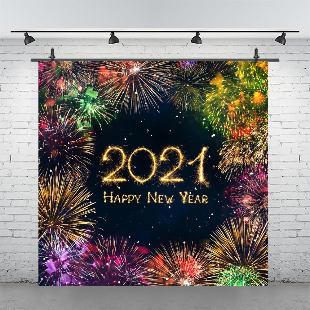 

Happy New Year Backdrop 2021 Grandiose Fireworks Party Background For Photography Celebrate Banner Photo Booth Shoot Studio Prop