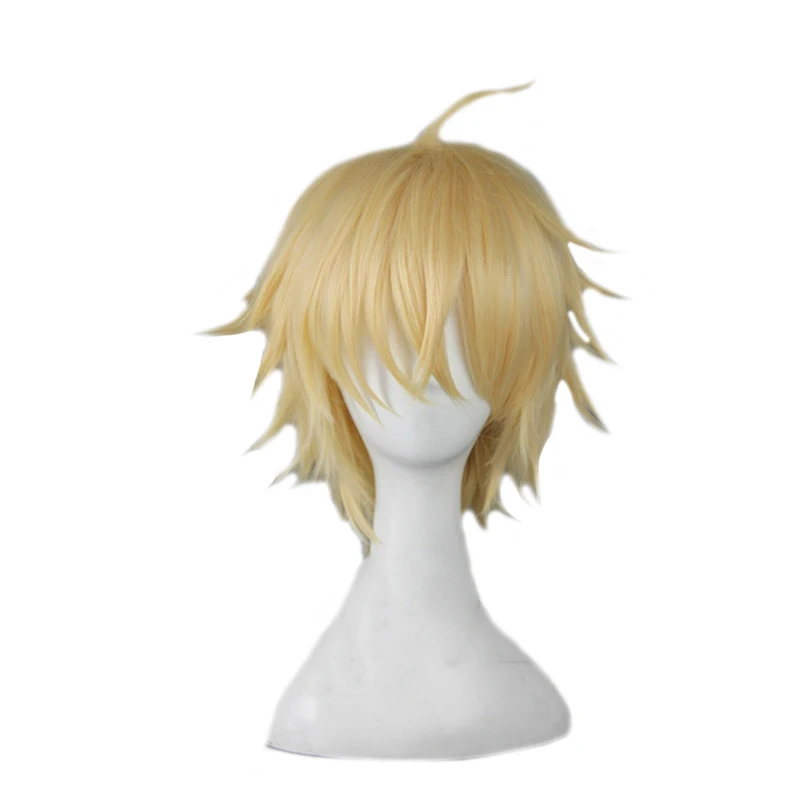 Парик для косплея Mikaela Hyakuya парик сераф из конца коротких светильник лых блонд