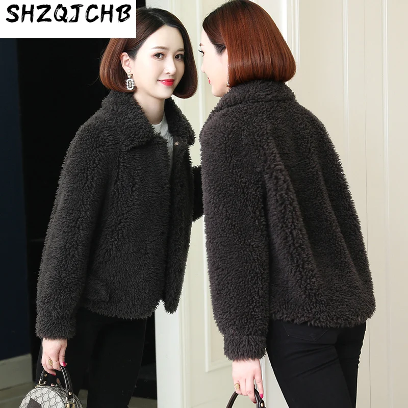 

SHZQ 2021 осень и зима новое гранулированное меховое пальто из овечьей шерсти Женская короткая куртка меховое пальто толстое