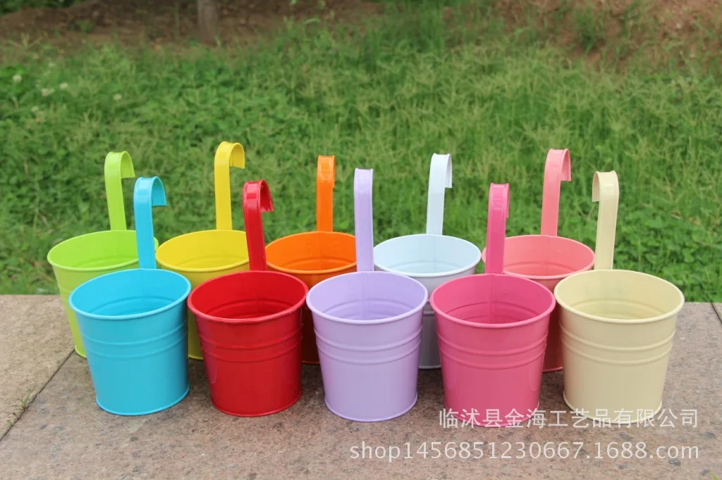 10 шт./компл. цветные подвесные горшки с крючком железные для цветов садовые