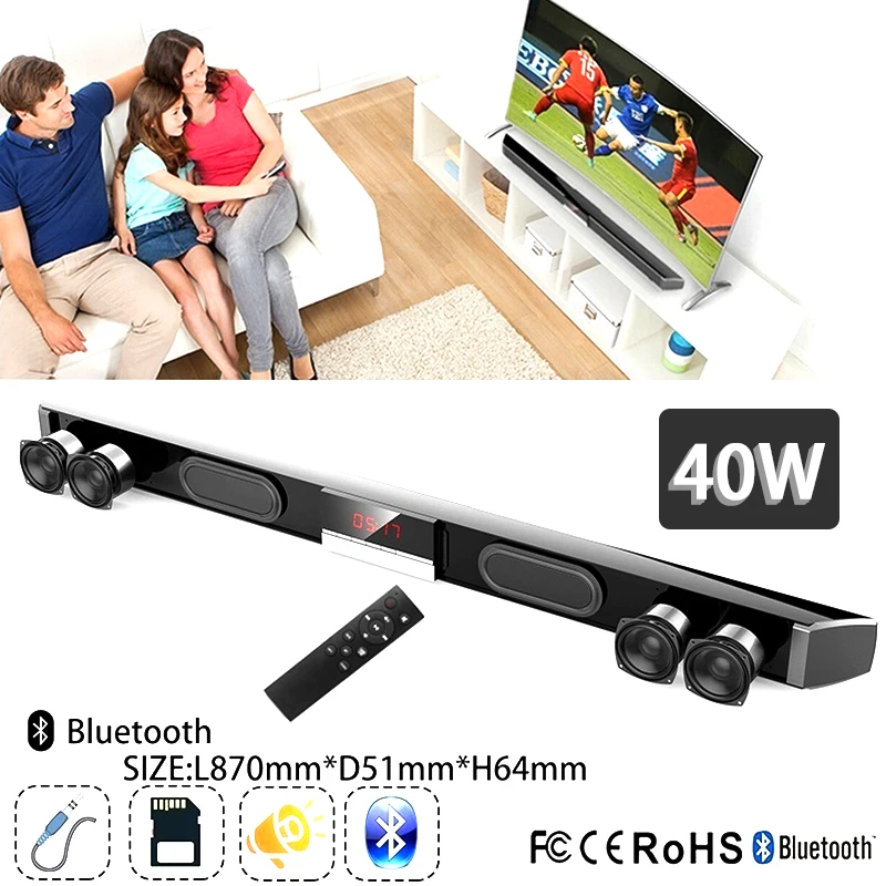 SR100 40 Вт Саундбар Bluetooth динамик домашний кинотеатр тв 3D стерео Aux In коаксиальный