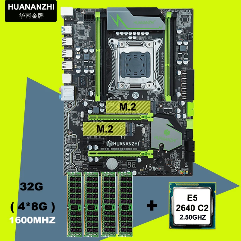 Kaufen Marke Motherboard Mit M.2 Slot HUANAN ZHI X79 Motherboard Bundle Mit CPU Intel Xeon E5 2640 2,5 GHz RAM 32G(4*8G) DDR3 RECC