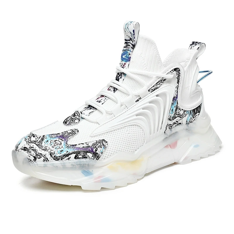 

Summer big size men's shoes trend hollow mesh breathable socks shoes casual sports shoes popcorn thick soled daddy shoes