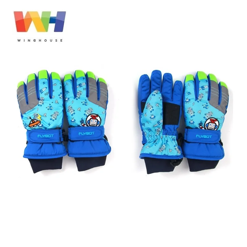 Детские зимние теплые лыжные перчатки из Южной Кореи с мультяшным принтом Flybot