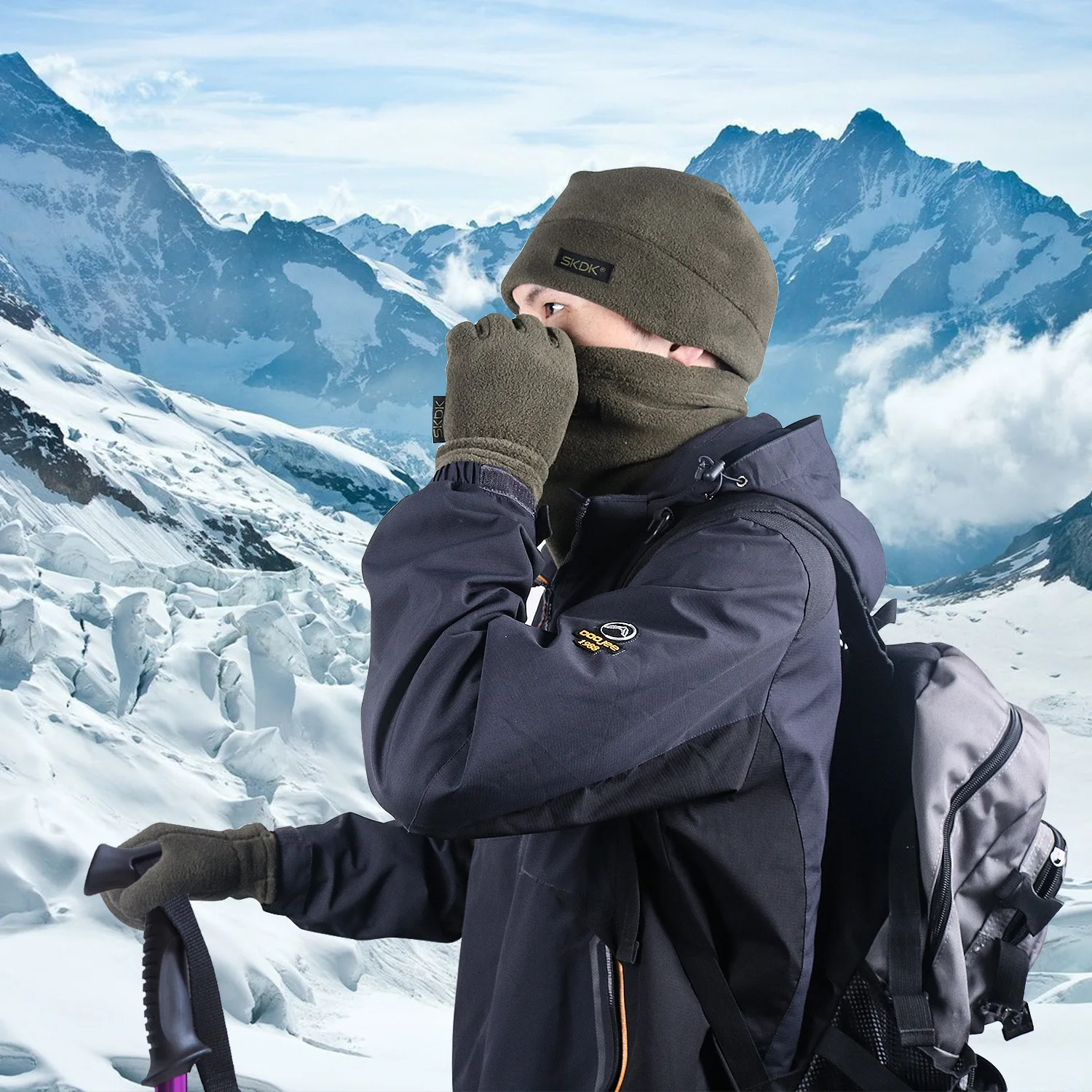 

3 шт./компл. унисекс походный шарф для велоспорта флисовый шейный аксессуар для улицы + 1 пара перчаток + флисовая шляпа головные уборы аксесс...