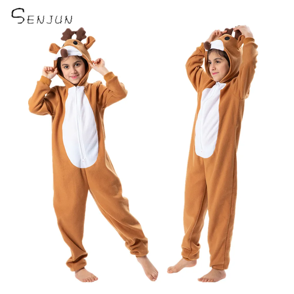 

Child Reindeer Jumpsuit Costume Christmas Costume For Kids Cute Deer Animal Carnival Party Fancy Dress Child Purim Day Outfits