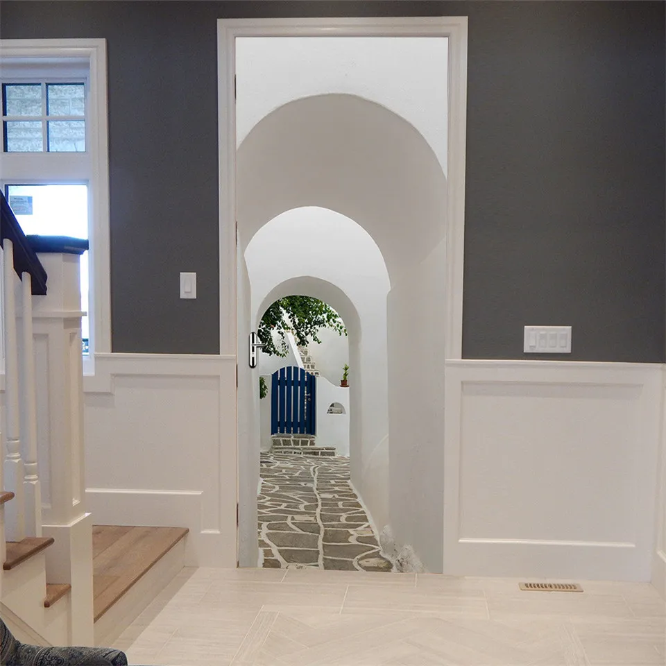 Современная Простота двери наклейки самоклеящиеся Водонепроницаемый DIY 3D Porte в